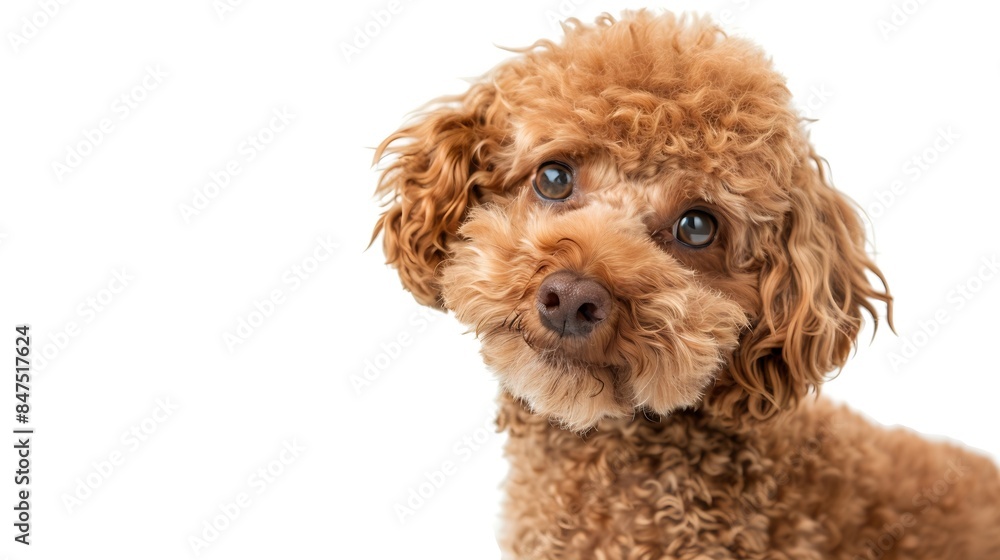 Cute charming dog Shot of Maltipoo with big kind eyes and brown fur posing isolated over white studio background Close up Pet looks healthy and happy Friend love care and animal health : Generative AI Cute charming dog Shot of Maltipoo with big kind eyes and brown fur posing isolated over white studio background Close up Pet looks healthy and happy Friend love care and animal health : Generative AI