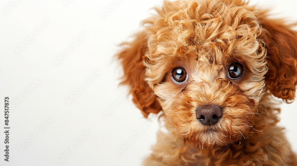 Cute charming dog Shot of Maltipoo with big kind eyes and brown fur posing isolated over white studio background Close up Pet looks healthy and happy Friend love care and animal health : Generative AI Cute charming dog Shot of Maltipoo with big kind eyes and brown fur posing isolated over white studio background Close up Pet looks healthy and happy Friend love care and animal health : Generative AI
