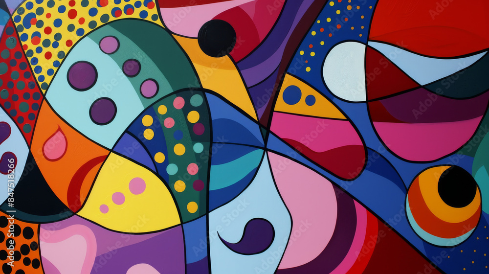 A pop art painting, with bold colors and shapes