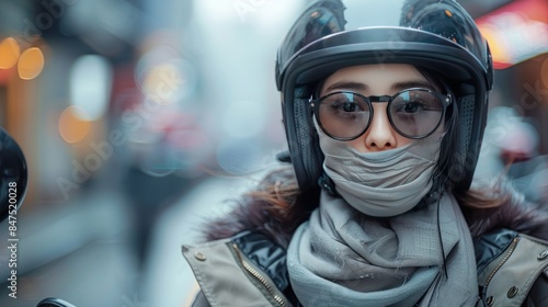 Open face motorcycle helmet with goggles isolated