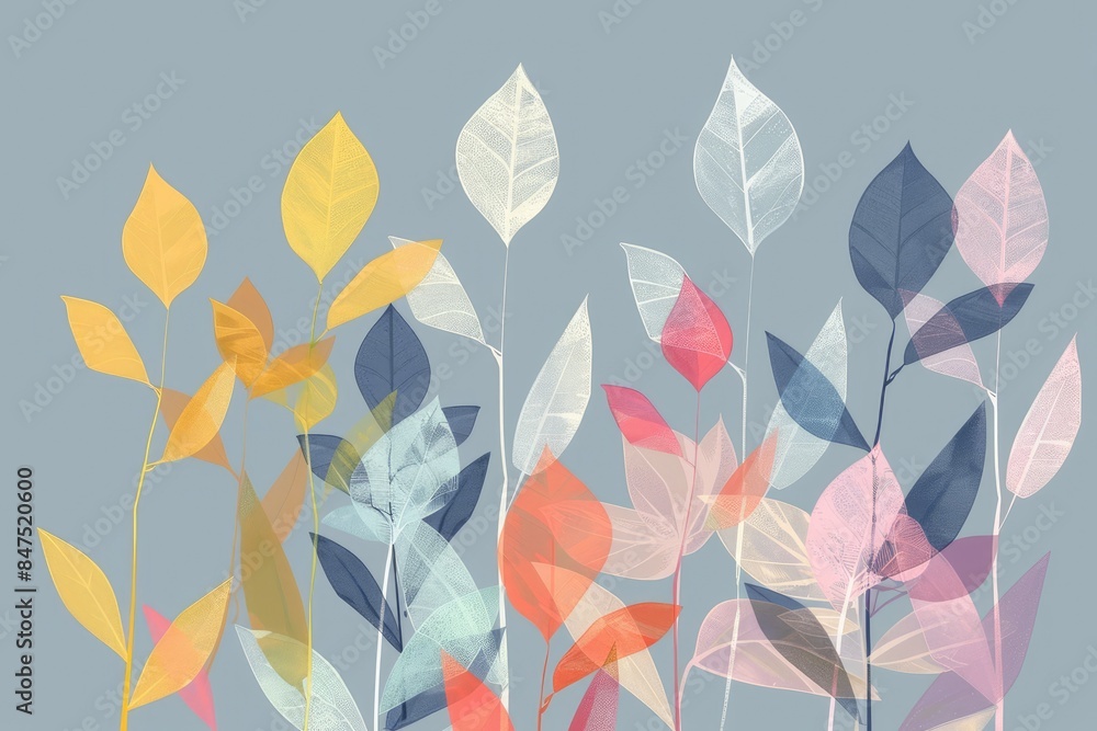Colorful illustrated autumn leaves Colorful illustrated autumn leaves