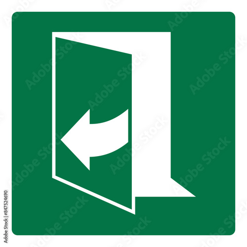 Free Download iso emergency and first aid safety door opens by pulling on the right-hand symbol and pictogram only size 1 x 1 square shape - GFXLoad