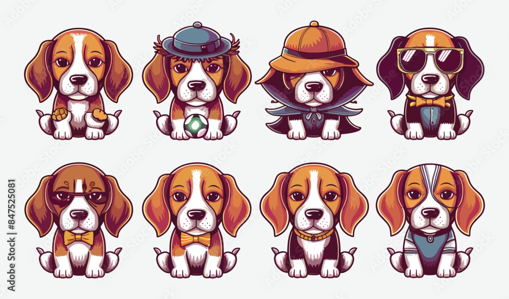 Vector illustration of cute dog silhouette cartoon character design collection Vector illustration of cute dog silhouette cartoon character design collection
