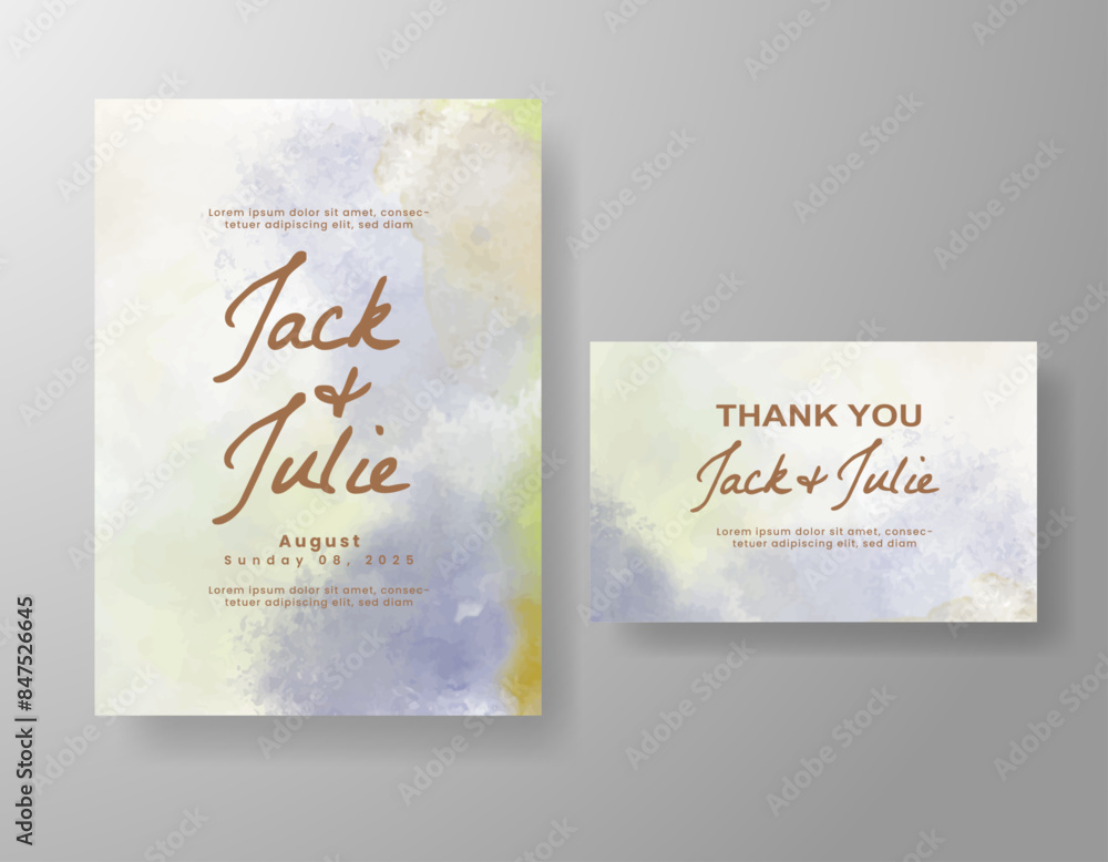 Wedding invitation with abstract watercolor background Wedding invitation with abstract watercolor background