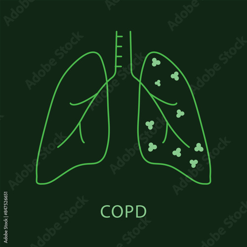 COPD Icon for Medical Use - Health and Respiratory Condition Vector with editable stroke.
