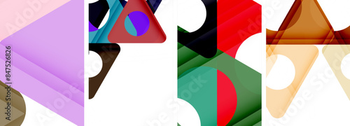Abstract background set featuring captivating triangles. Harmonious blend of geometry and style, these designs bring modern flair