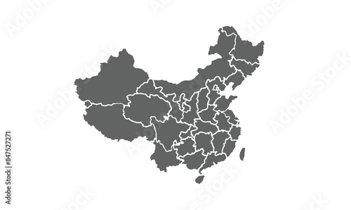 china map isolated on white background. for website layouts, background, education, precise, customizable, Travel worldwide, map silhouette backdrop, earth geography, political, reports.