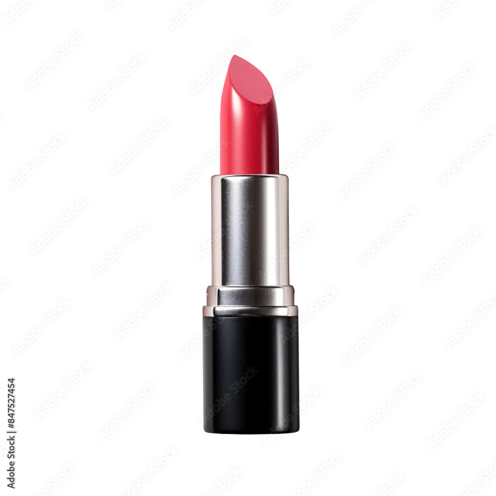 Radiant Red: Classic Lipstick in Sleek Black and Silver Case Transparent PNG Radiant Red: Classic Lipstick in Sleek Black and Silver Case Transparent PNG