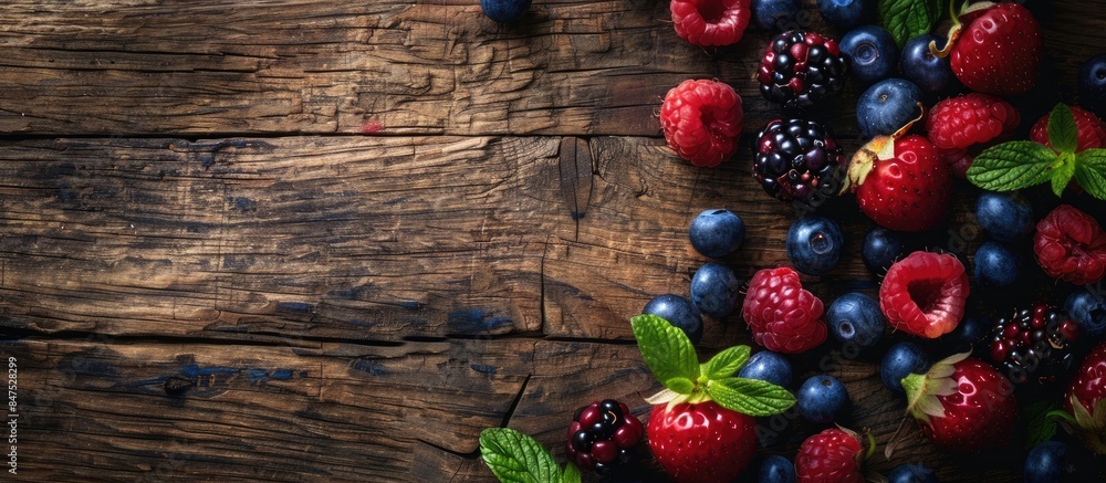 Fresh Organic Berries on Wooden Background: Capturing the Essence of Summer Agriculture and Gardening Fresh Organic Berries on Wooden Background: Capturing the Essence of Summer Agriculture and Gardening