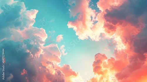 Soft Pastel Sunset Sky with Blending Hues of Fiery Oranges and Dusky Blues