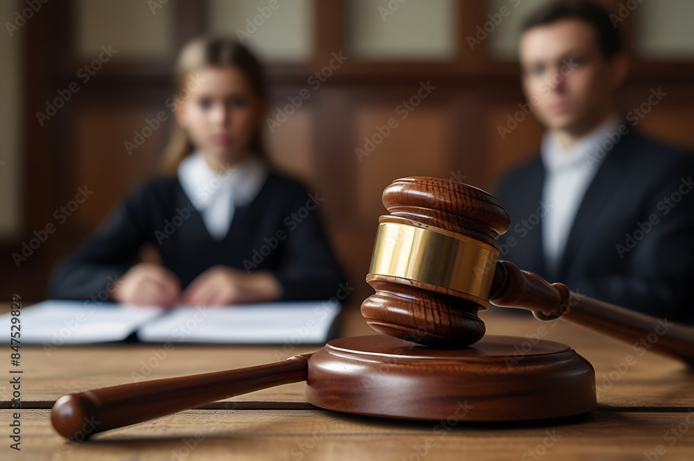 A focused view of a judge's gavel, symbolizing legal authority and decision-making, with a blurred child in the background, suggesting the impact of legal proceedings on families and children. A focused view of a judge's gavel, symbolizing legal authority and decision-making, with a blurred child in the background, suggesting the impact of legal proceedings on families and children.