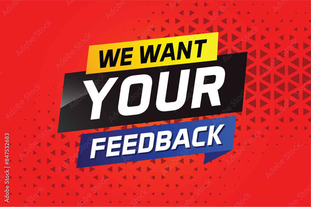 Fototapeta premium We want your feedback speech word concept vector illustration 3d style for use landing page, template, ui, web, mobile app, poster, banner, flyer, background, Loudspeaker, label We