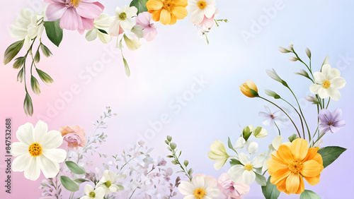 Bouquet of flowers in pastel colors background
