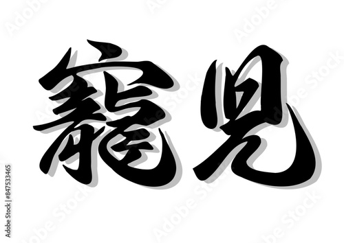 筆文字，寵児，行書，毛筆，墨，影，