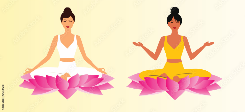 woman meditation, yoga meditation vector woman meditation, yoga meditation vector