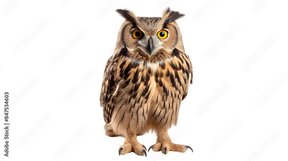 Eurasian eagle owl bubo bubo species in front view Eurasian eagle owl bubo bubo species in front view