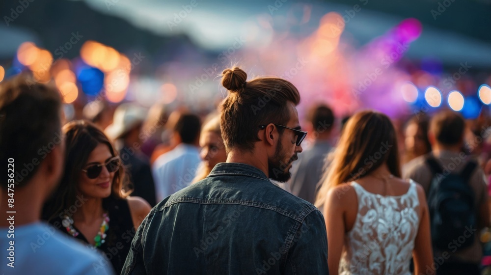Festival Event Party with Hipster People Crowd Blurred Background Summer Holiday Decoration Festival Event Party with Hipster People Crowd Blurred Background Summer Holiday Decoration