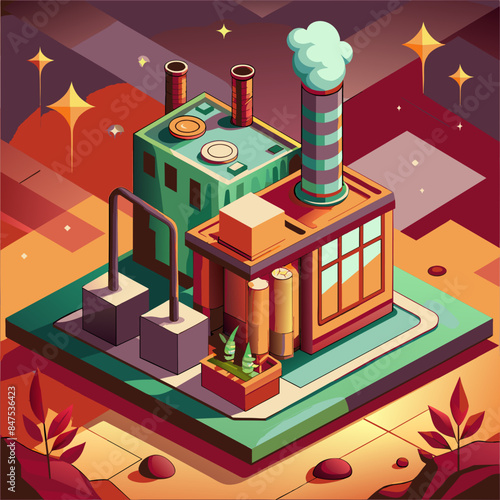 Green hydrogen H2 future energy factory power plant icon isometric isolated, AI Generative 
