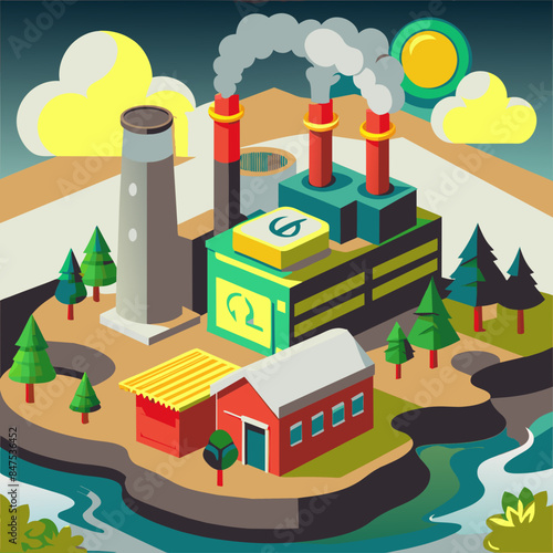 Green hydrogen H2 future energy factory power plant icon isometric isolated, AI Generative 
