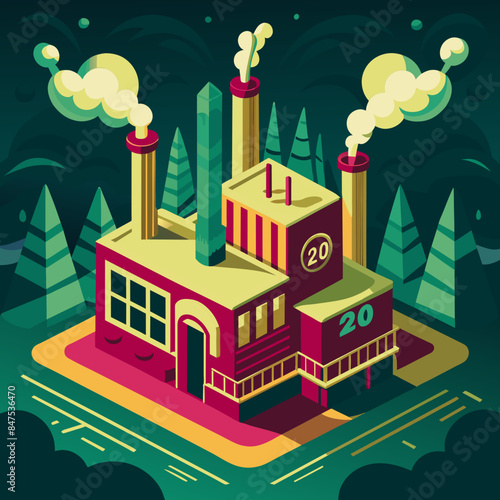Green hydrogen H2 future energy factory power plant icon isometric isolated, AI Generative 
