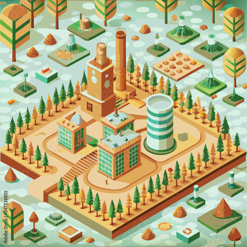 Green hydrogen H2 future energy factory power plant icon isometric isolated, AI Generative 
