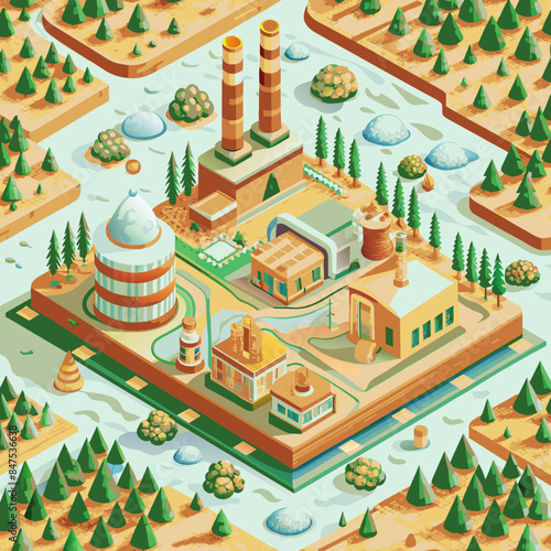 Green hydrogen H2 future energy factory power plant icon isometric isolated, AI Generative 
