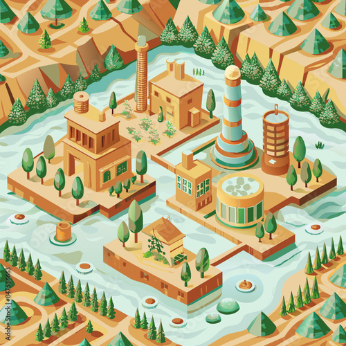 Green hydrogen H2 future energy factory power plant icon isometric isolated, AI Generative 
