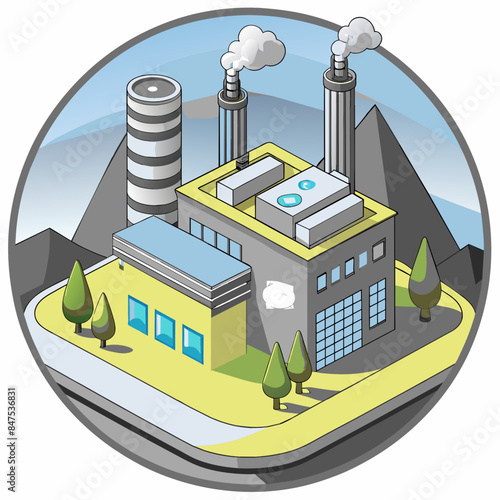 Green hydrogen H2 future energy factory power plant icon isometric isolated, AI Generative 
