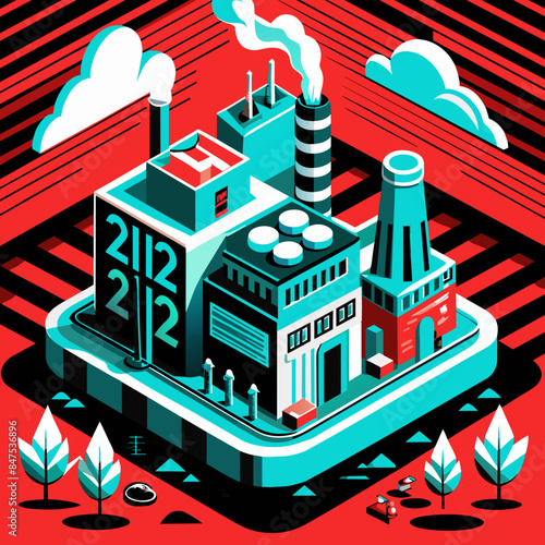 Green hydrogen H2 future energy factory power plant icon isometric isolated, AI Generative 
