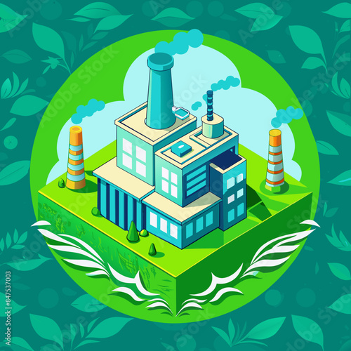 Green hydrogen H2 future energy factory power plant icon isometric isolated, AI Generative 

