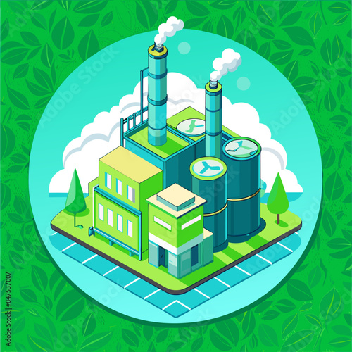 Green hydrogen H2 future energy factory power plant icon isometric isolated, AI Generative 
