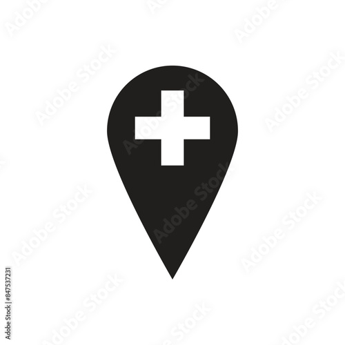 medical cross pin location icon vector