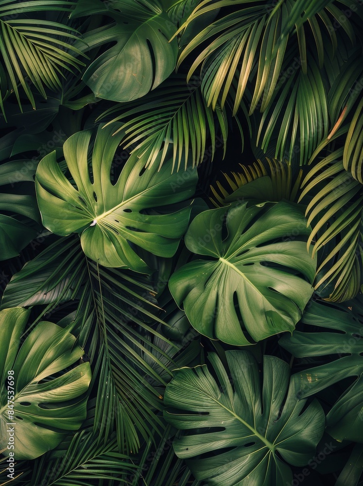 Lush Green Tropical Leaves Background Lush Green Tropical Leaves Background