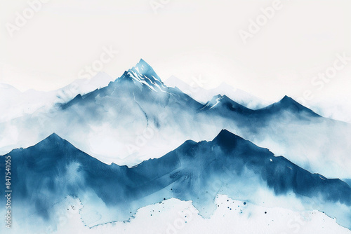 Minimalist Majesty: Mountain watercolor with a touch of abstraction.