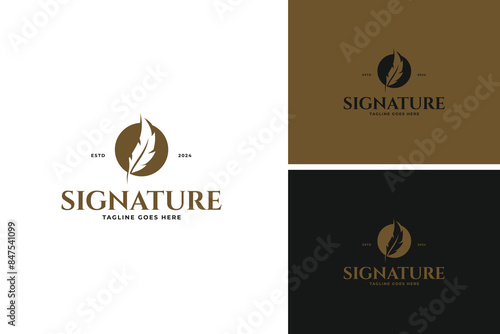 Feather logo for notary logo design template vector illustration idea