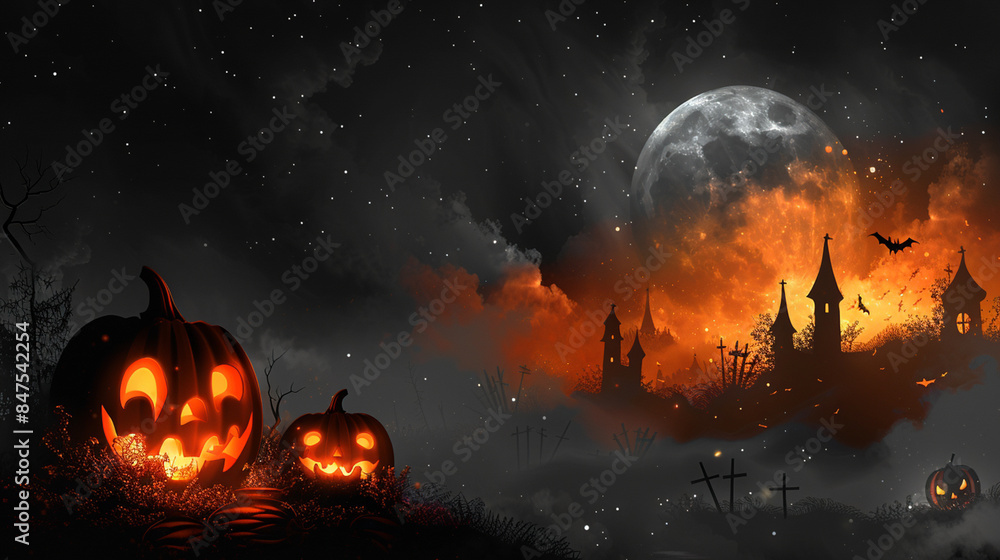 Halloween background with copyspace for your design. Halloween concept. Generative AI. Halloween background with copyspace for your design. Halloween concept. Generative AI.