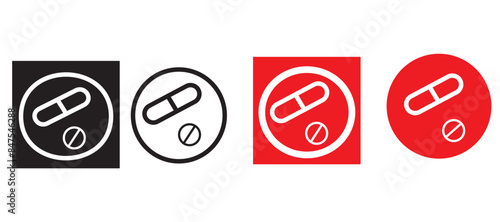 Capsule medical pill logo icon. Medicine, pharmacy, hospital of drugs. Medication, pharmaceutics concept. Vector illustration.