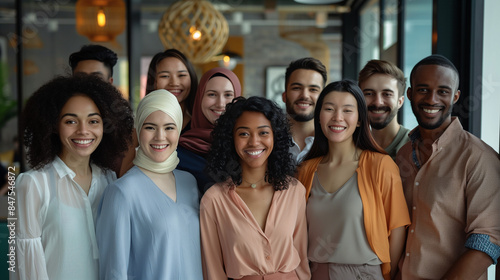 Diverse Group of Multiethnic Corporate Executives Smiling and Happy in Modern Office Workplace Promoting Inclusivity and Collaboration