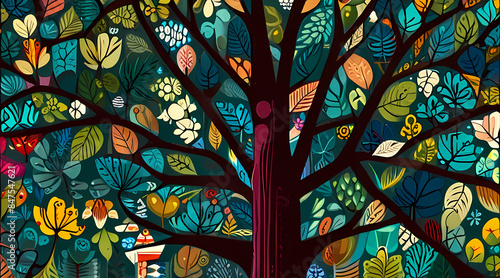 Background Illustration a whimsical tree theme