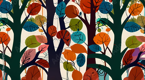 Background Illustration a whimsical tree theme