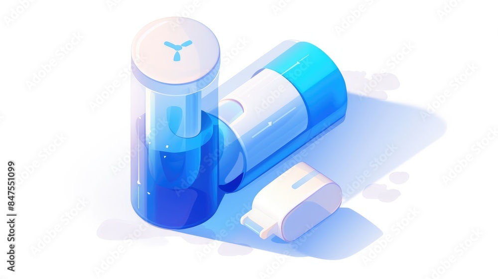 Isometric inhaler 2d icon for web design showcased in a white ...