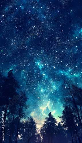 Wallpaper Mural 森から見上げた星空　Generative AI Torontodigital.ca