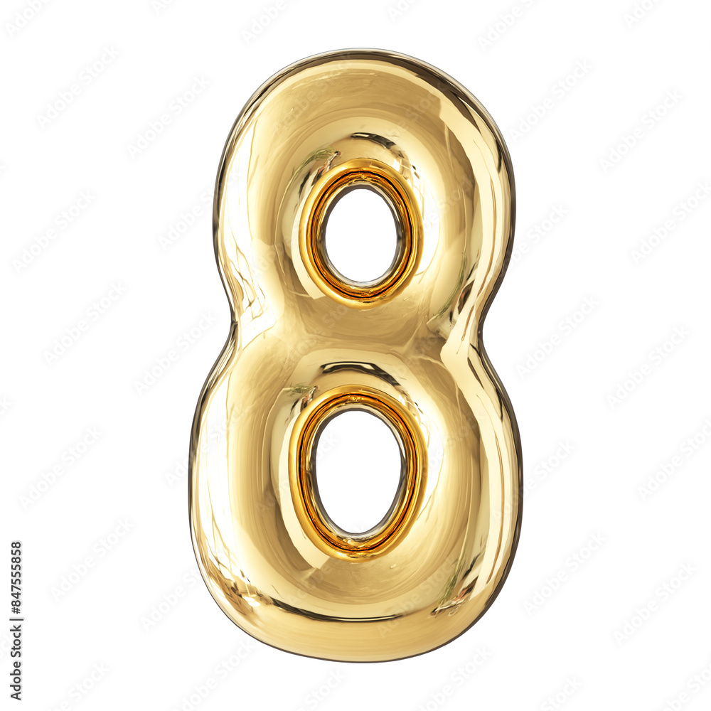 Gold 3D Number 8