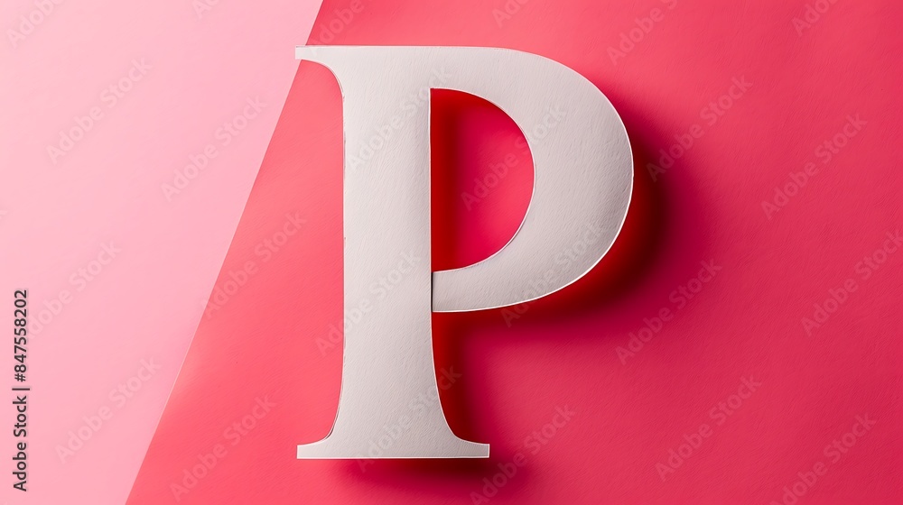 Alphabet silver concept with paper cut P letters isolated on red and pink background Alphabet silver concept with paper cut P letters isolated on red and pink background