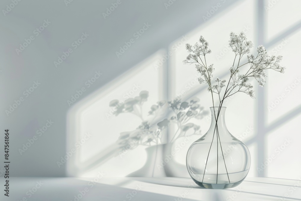 Transparent Vase in Minimalism Style Texture Background, Decorative Bottle Mockup, Glass Vase Transparent Vase in Minimalism Style Texture Background, Decorative Bottle Mockup, Glass Vase