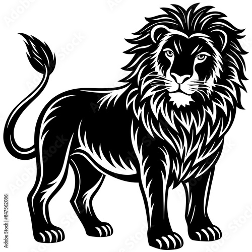 Wallpaper Mural hand drawn lion in a minimal linocut style 4k si silhouette illustration Torontodigital.ca