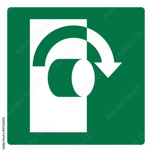 iso emergency and first aid safety signs turn clockwise to open symbol and pictogram only size 1 x 1 square shape