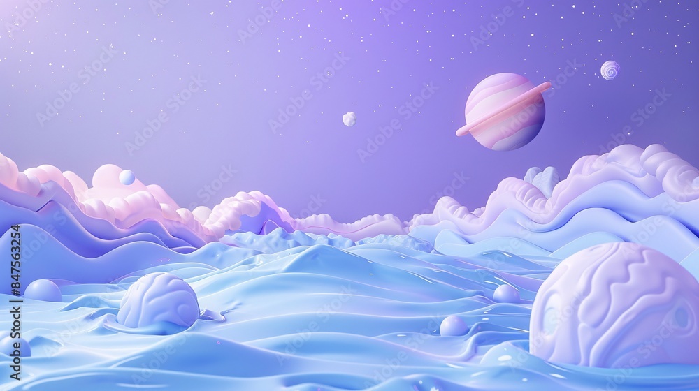 3D Neptune in Abstract Cosmic Landscape 3D Neptune in Abstract Cosmic Landscape