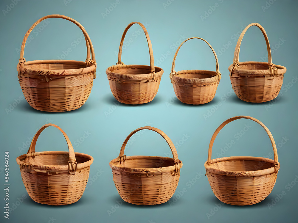 basket on a wooden table basket, wicker, empty, isolated, white, container, picnic,Ai generated basket on a wooden table basket, wicker, empty, isolated, white, container, picnic,Ai generated