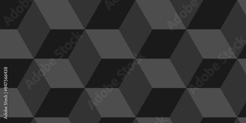 Seamless abstract Black and gray background from cubes and lines. Geometric tiles and mosaic creative stylish seamless pattern block cube background. minimal hexagon Cubes mosaic shape vector design.